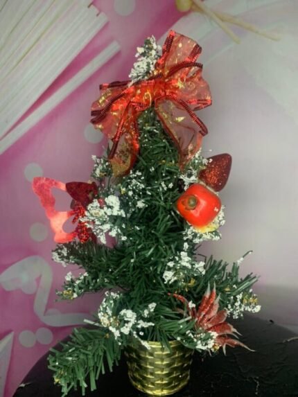 Table Top Christmas Tree - Coloured with Snowtips and Ornaments 1ft