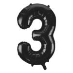 40inches Number 3 Black foil Balloon