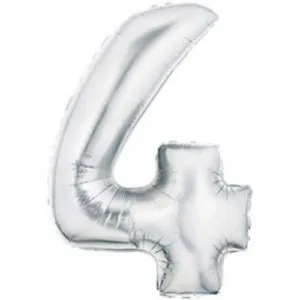32" Foil Balloon-Number 4-Silver