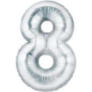 32" Foil Balloon-Number 8-Silver