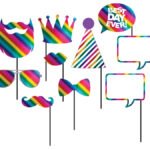 Rainbow Foil Photo Booth Props 10/pack