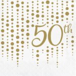 Sparkle And Shine 50th Gold Lunch Napkin 16/pack