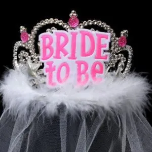 Bride To Be Tiara with Veil and Marabou