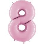 34in Pastel Pink Number 8 Balloon