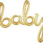 Gold Baby Script Foil Balloon