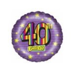 18inches Age 40th Rainbow Birthday Balloon 