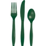 Hunter Green Plastic Cutlery 24/pack