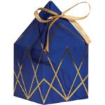 Navy Blue Gold Geode Favor box with ribbon 8/pack