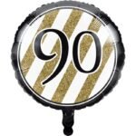 18inches 90th Gold and White Stripe Foil Balloon