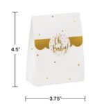 Oh Baby White and Gold Fold Over Favor Bag 8/pack