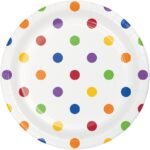 7in Dots and Stripe Multicolor Plate 8/pack