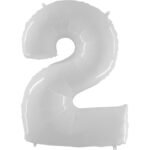 40inches Number 2 White Foil Balloon