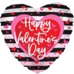 18inches Valentine Hearts and Stripes Black