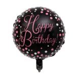 18inches Black and Pink Polkadot Happy Birthday Foil Balloon