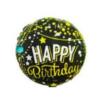 18inches Gold and Black Star Happy Birthday Foil Balloon