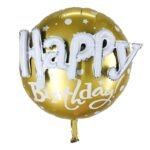 24inches Gold 3D Happy Birthday Round Foil Balloon