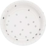 7inches White and Silver Plate 8/Pack