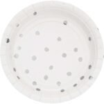 7inches White and Silver Plate 8/Pack