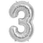 40inches Silver Number 3 Foil Balloon