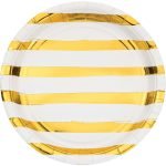 White and Gold Stripe Plate 8/pack