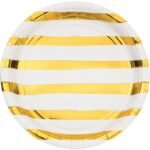 White and Gold Stripe Plate 8/pack