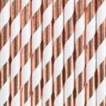 Rose Gold Chevron Straw 25/pack