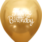Kalisan 12inches Gold Mirror Happy Birthday Latex Balloon 5/pack