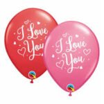 Qualatex 11inches Red and Rose I Love You Hearts Script Latex Balloon 5/pack