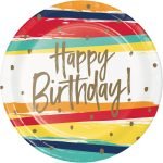 Birthday Stripe Plate 8/pack
