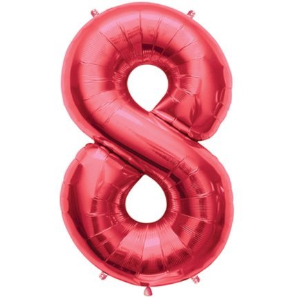 34inches Northstar Brand  Number 8 Red Foil Balloon