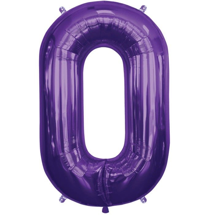 34inches North star Brand Number 0 Purple Foil Balloon - Image 1