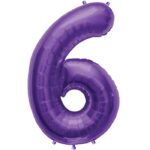 34inches Northstar Brand Number 6 Purple Foil Balloon