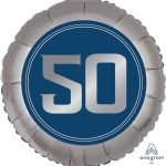 18inches Silver/Blue Number 50 Foil Balloon