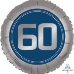18inches Silver/Blue Number 60 Foil Balloon