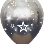 12inches Mirror Stars All Around Space Grey Latex Balloon