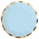 10.5inches Pastel Blue Scalloped Plate With Gold Trim 8/pack
