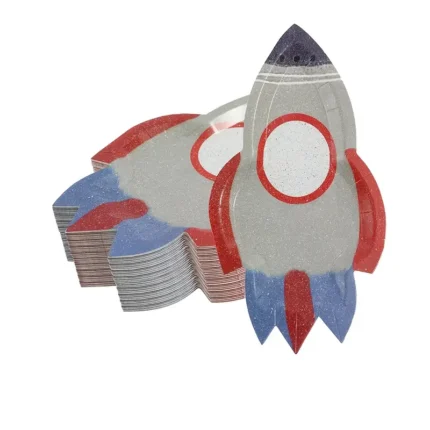 8.5inches Rocket Space Ship Shaped Plate 8/pack