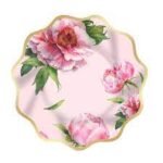 8inches Pink Floral Scalloped Plate 8/pack