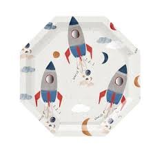 Rocket Space Ship Plate 8/pack