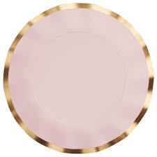 10.5inches Pastel Pink Scalloped Plate With Gold Trim 8/pack