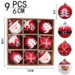 6cm Red And White Christmas Ball Ornaments 9/pack