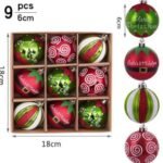 6cm Red And Green Christmas Ball Ornaments 9/pack
