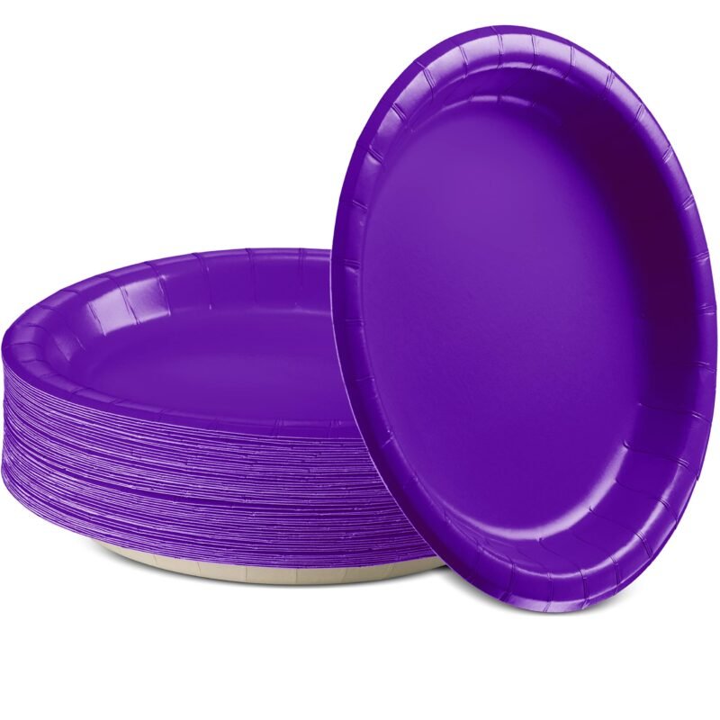 81ztjGTvsBL 9inches Purple Paper Plate 10/pack - Image 1
