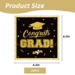Black And Gold Congrats Grad Napkin 16/pack
