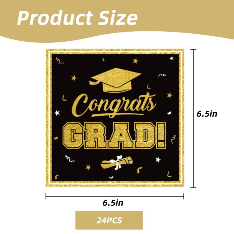 WhatsApp Image 2025-11-15 at 09.30.42 (1) Black And Gold Congrats Grad Napkin 16/pack - Image 1