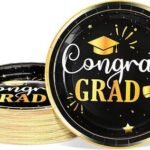 9inches Black And Gold Congrats Grad Plate 10/pack