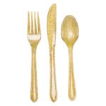 Gold Glitter Cutlery Set 24/pack