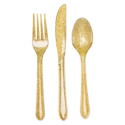Gold Glitter Cutlery Set 24/pack