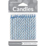 Blue And White Stripe Candle 24/pack