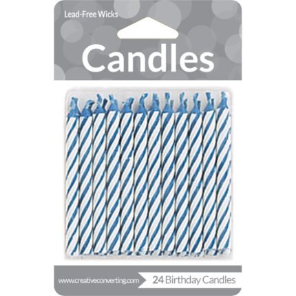 Blue And White Stripe Candle 24/pack